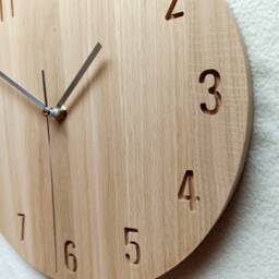 Minimalist Oak Wooden Wall Clock Silent Modern Decor 11In, 28cm - thumbnail 4