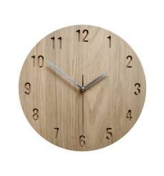 Minimalist Oak Wooden Wall Clock Silent Modern Decor 11In, 28cm