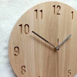 Minimalist Oak Wooden Wall Clock Silent Modern Decor 11In, 28cm - thumbnail 2