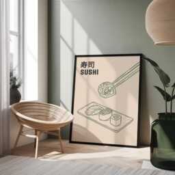 Japanese Sushi Wall Art Print - Asian Food Kitchen Poster With Minimalist Illustration - thumbnail 2