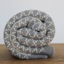 Alpaca Baby Blanket, Jacquard Knit Wool Wrap, Knitted Natural White, Light Beige, Gray Throw, Girl, Boy, Newborn Gift - thumbnail 3