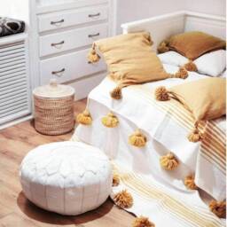 Pair X 2 Premium Handmade Moroccan Leather Pouf - Comfort Oasis Leather Ottoman Genuine Craftsmanship - thumbnail 4