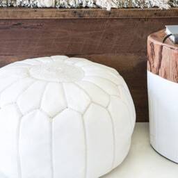 Pair X 2 Premium Handmade Moroccan Leather Pouf - Comfort Oasis Leather Ottoman Genuine Craftsmanship - thumbnail 2