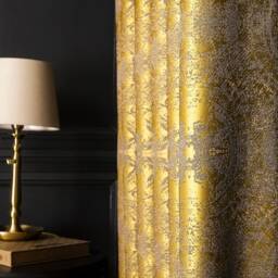Gold Curtains Panel Striped Patterned Fabric Luxury Bedroom Living Room Custom Size Drape - thumbnail 2