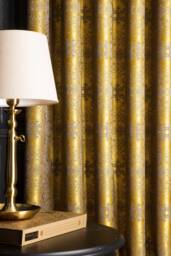 Gold Curtains Panel Striped Patterned Fabric Luxury Bedroom Living Room Custom Size Drape - thumbnail 1
