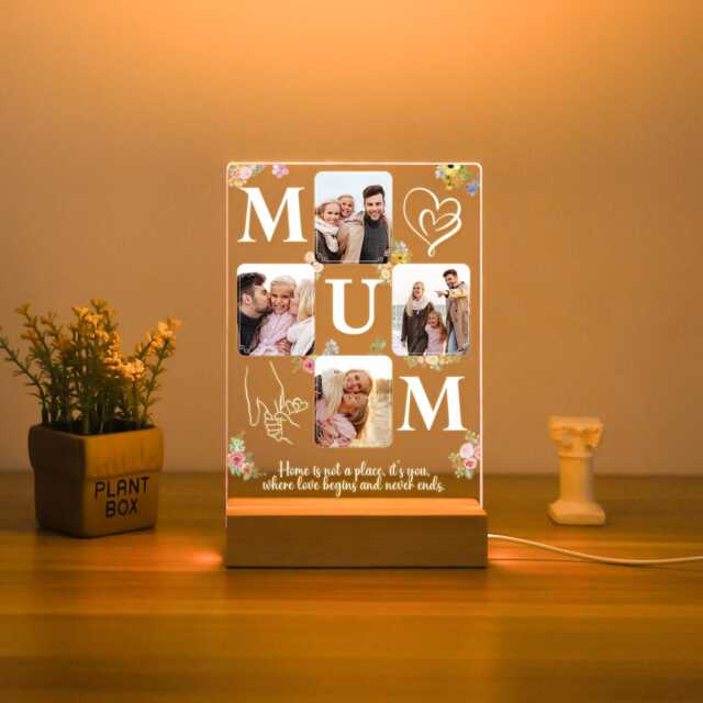Personalized Photo Night Light, Mother Gifts Acrylic Plaque, Mum Gift From Daughter, Mother's Day Gift, Collage Birthday For Mom - image 1