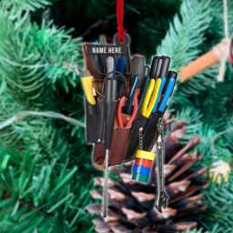 Personalized Electrician Tool Bag Christmas Ornament, Lover Gift, Tree Decor, Flat 2D Ornament, Electricians Gift - thumbnail 3