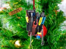 Personalized Electrician Tool Bag Christmas Ornament, Lover Gift, Tree Decor, Flat 2D Ornament, Electricians Gift