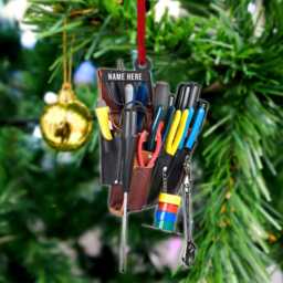 Personalized Electrician Tool Bag Christmas Ornament, Lover Gift, Tree Decor, Flat 2D Ornament, Electricians Gift - thumbnail 2