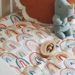 Rainbow Baby Play Mat Rust Muslin Quilt Blanket - thumbnail 2