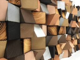 Geometric Wood Wall Art - Handmade Reclaimed Pine, Sound Absorbing - thumbnail 1