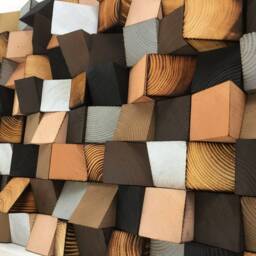 Geometric Wood Wall Art - Handmade Reclaimed Pine, Sound Absorbing - thumbnail 2