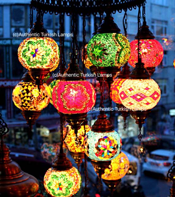 15 Ball Morocco Mosaic Lamps, Mosaic Chandelier, Morocco Lantern, Chandlier Lighting, Turkish Light, Hanging Lamp, Morocco Lighting, Boho Style - image 1