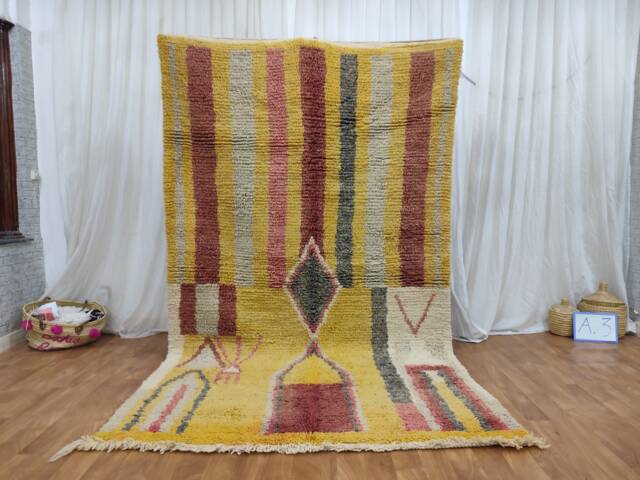 Handmade Moroccan Boujaad Wool Rug - Colorful Abstract Berber Carpet - image 1