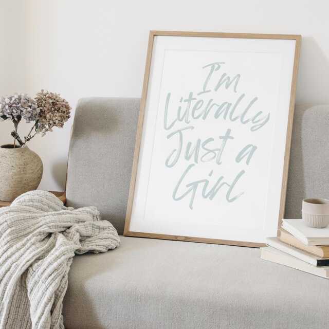 Literally Just A Girl - 05 Trendy Coquette Aesthetic Print, Feminine Pastel Decor, Preppy Home Soft Girl, Funny Girly Quote Wall Art - image 1