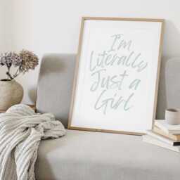 Literally Just A Girl - 05 Trendy Coquette Aesthetic Print, Feminine Pastel Decor, Preppy Home Soft Girl, Funny Girly Quote Wall Art - thumbnail 1