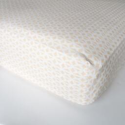 Sale Beige Fitted Crib Sheet - Standard Size Minimalist Beige Tan Cotton Bedding Woven Design Ready To Ship - thumbnail 2