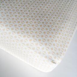 Sale Beige Fitted Crib Sheet - Standard Size Minimalist Beige Tan Cotton Bedding Woven Design Ready To Ship - thumbnail 3