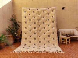Handmade Beni Ouarain Rug Moroccan Berber Checkered Wool Carpet - thumbnail 1