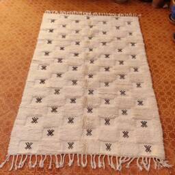 Handmade Beni Ouarain Rug Moroccan Berber Checkered Wool Carpet - thumbnail 2