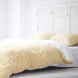 Natural Cotton Double-Sided Duvet Cover in Yellow & White. Twin, Full, Queen, King, Single, Kingsingle, Double, Custom Size - thumbnail 3