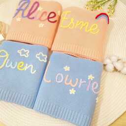 Personalized Baby Blanket With Name - Custom Embroidered Gift For Newborn, Shower Present. Soft Knit Or Minky, Unique Keepsake - thumbnail 3