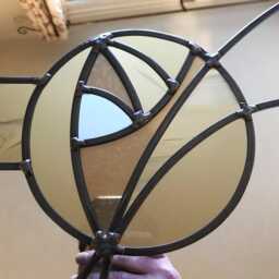 Gold Charles Rennie Mackintosh Stained Glass Mirror - Handmade Overmantel Wall - thumbnail 4
