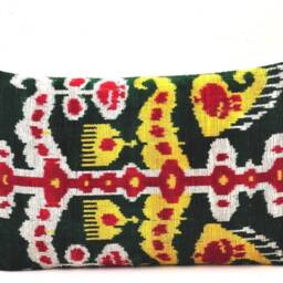 Colorful Silk Velvet Ikat Pillow Cover - thumbnail 4