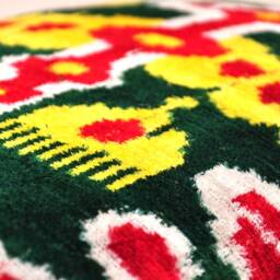 Colorful Silk Velvet Ikat Pillow Cover - thumbnail 2