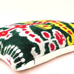 Colorful Silk Velvet Ikat Pillow Cover - thumbnail 3