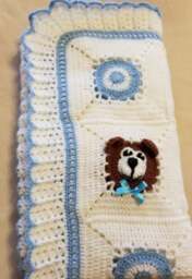 Crochet White & Blue Baby Blanket With Teddy Bears, Bears For Little Boy. Shower Gift Take Me Home. Custom Order Avalable - thumbnail 4