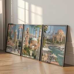Set Of 3 Beirut Posters, Lebanon Travel Wall Art, Mediterranean City Print Set, Modern Artwork, Coastal Home Decor, Urban Landscape Style - thumbnail 3