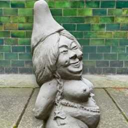 Concrete Gnome With Broom Statue Funny Sculpture Handcrafted Figurine Outdoor Garden Decor Cement Folk Art Gift - thumbnail 2