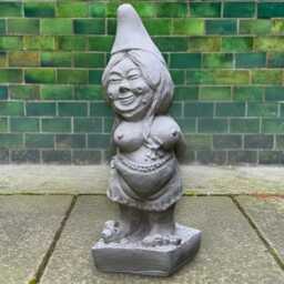 Concrete Gnome With Broom Statue Funny Sculpture Handcrafted Figurine Outdoor Garden Decor Cement Folk Art Gift - thumbnail 3