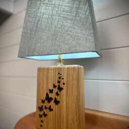 Solid Florian Oak Handmade Lamp - Butterfly Design - thumbnail 3