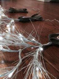 Weathered Denim Led Light Tree Fixture - Custom Coffee Fabric & Battery Options - thumbnail 4