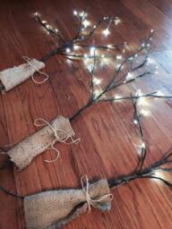 Weathered Denim Led Light Tree Fixture - Custom Coffee Fabric & Battery Options - thumbnail 2