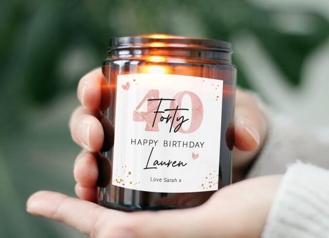 40Th Birthday Gift For Friend Sister Colleague Woman - Special Her Forty Unique Personalized Name Candle - image 1