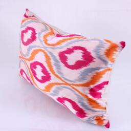 Ikat Silk Velvet Pillow 16x24 - Handmade Boho Cushion Cover Turkish Home Decor Accent - thumbnail 2