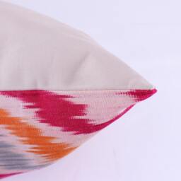 Ikat Silk Velvet Pillow 16x24 - Handmade Boho Cushion Cover Turkish Home Decor Accent - thumbnail 3