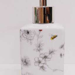 Secret Garden Soap Dispenser Porcelain 200 Ml 7Oz Flowers Butterflies Bees Liquid Pump Hand Decorated UK - thumbnail 2