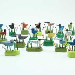 Bird in A Grassy Patch Figure - Sculpture Purple Christmas Putz Tiny Forest Build Woodland Scene - thumbnail 2