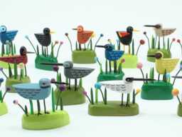 Bird in A Grassy Patch Figure - Sculpture Purple Christmas Putz Tiny Forest Build Woodland Scene