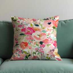 Pink Floral Cushion Cover, Romantic Flower Pillowcase, Soft Decorative Throw Case For Sofa Living Room Decor - thumbnail 3