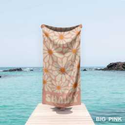 "Personalized Daisy Beach Towel, Custom Name, 70S Floral Summer Pool Towel - 30""x60" - thumbnail 3