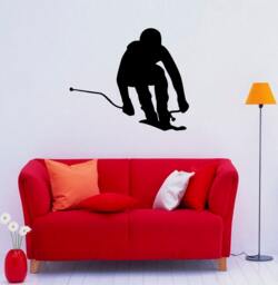 Skiing Ski Wall Vinyl Decal Skier Speed Sticker Extreme Winter Sport Art Design Murals Interior Home Decor(2Sk1N - thumbnail 1