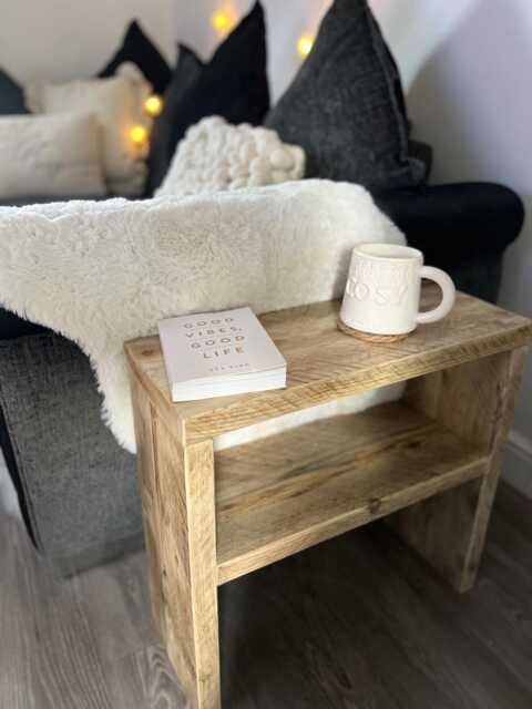 Handcrafted Reclaimed Wood Side Table-Rustic Bedside Or End Table - image 1