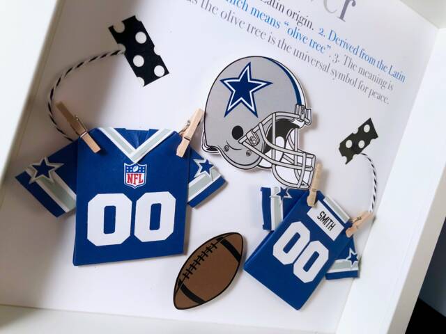 Personalized Baby Football Fr Ame, Dallas Cowboys Gift With Name Origin & Meaning, Nfl Shirt, Nursery Decor, Print - image 1