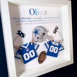 Personalized Baby Football Fr Ame, Dallas Cowboys Gift With Name Origin & Meaning, Nfl Shirt, Nursery Decor, Print - thumbnail 2
