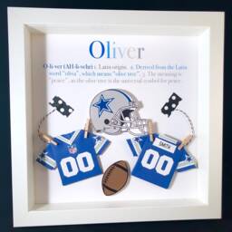 Personalized Baby Football Fr Ame, Dallas Cowboys Gift With Name Origin & Meaning, Nfl Shirt, Nursery Decor, Print - thumbnail 3
